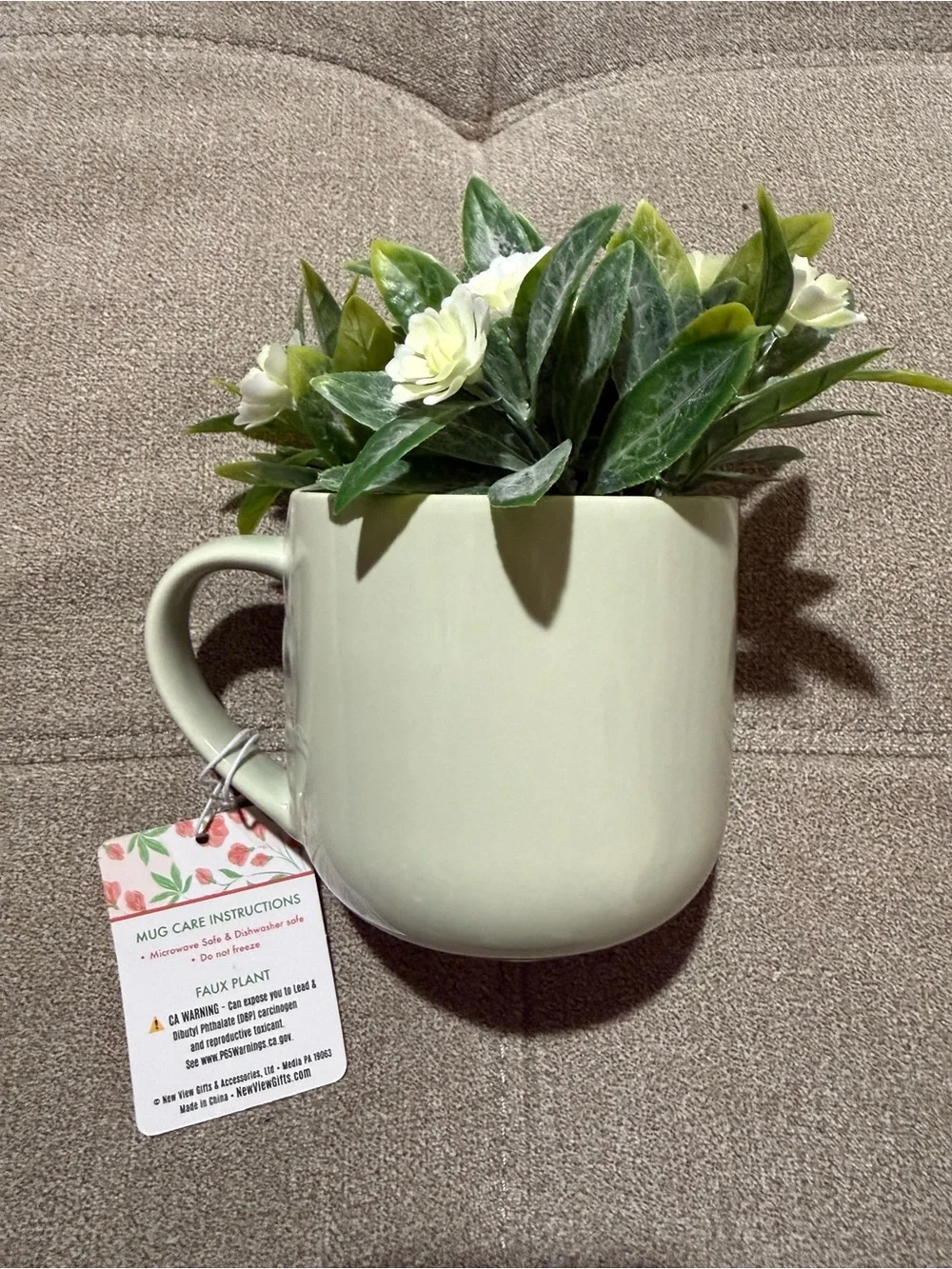 Mint Green Nurse Ceramic Mug with Artificial Floral